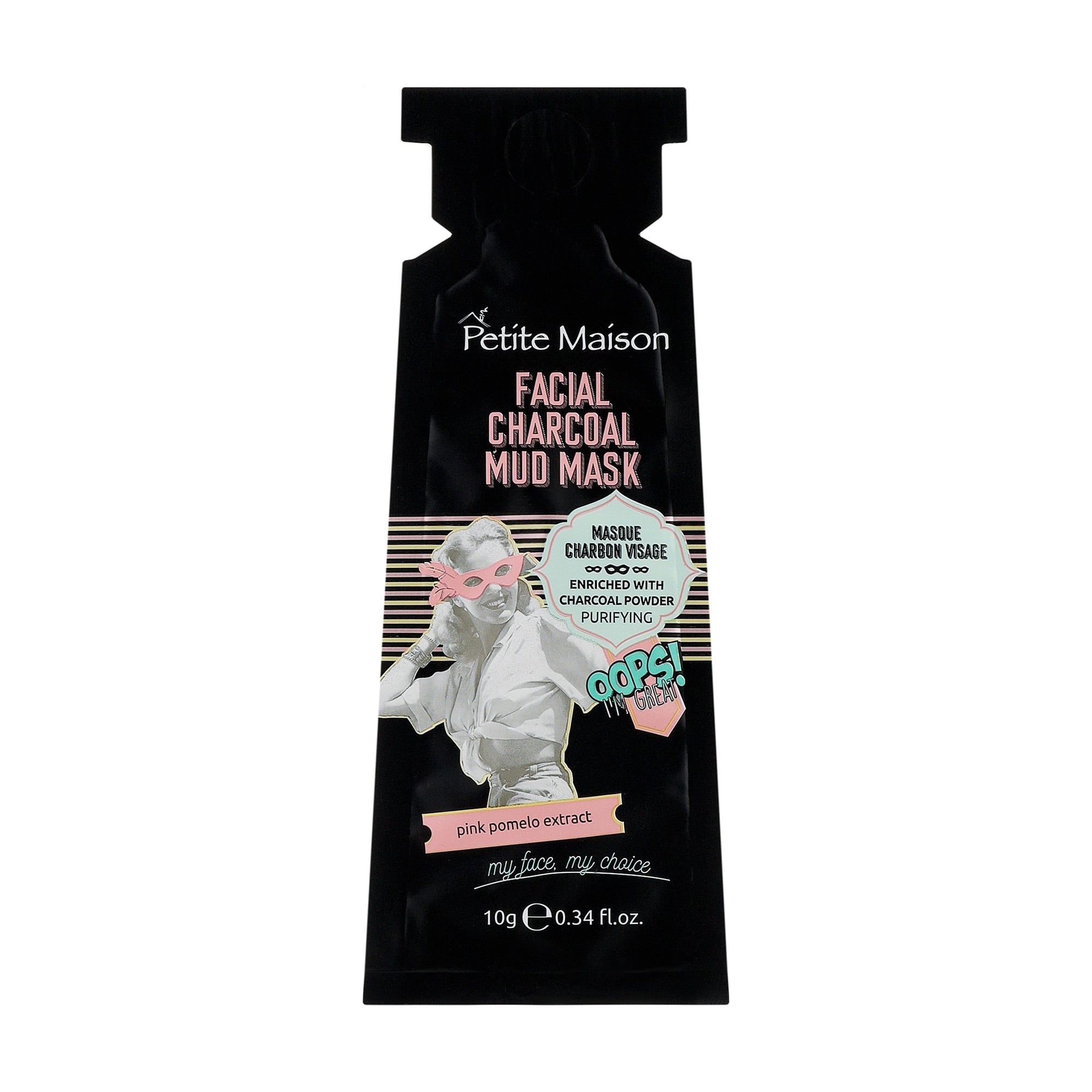 Грязьова маска для обличчя Petite Maison Facial Charcoal Mud Mask з деревним вугіллям, 10 г
